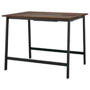 MITTZON Conference table, walnut veneer/black, 140x108x105 cm