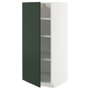 METOD High cabinet with shelves, white/Havstorp deep green, 60x60x140 cm