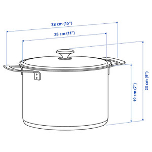 HEMKOMST Pot with lid, stainless steel/glass, 10 l