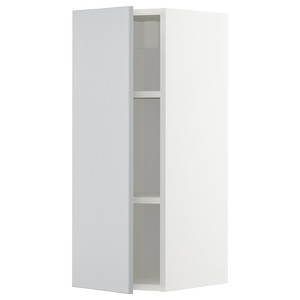 METOD Wall cabinet with shelves, white/Veddinge grey, 30x80 cm