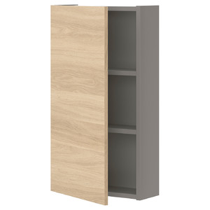 ENHET Wall cb w 2 shlvs/doors, grey, oak effect, 40x15x75 cm