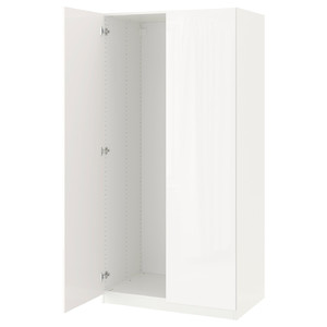 PAX Wardrobe with 2 doors, white/Fardal high-gloss/white, 100x37x201 cm