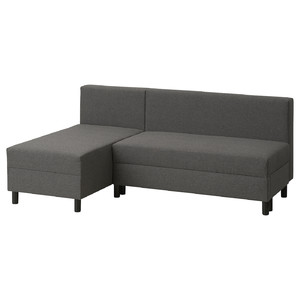 BORGÅSEN 3-seat sofa with chaise longue, dark grey