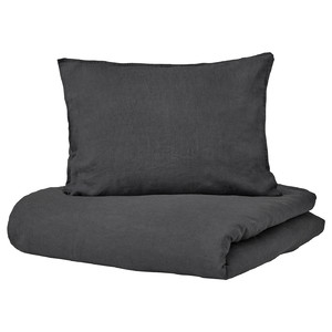 DYTÅG Duvet cover and 2 pillowcases, dark grey, 200x200/50x60 cm