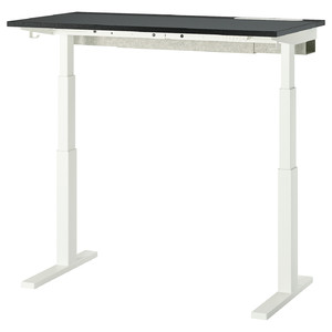 MITTZON Desk sit/stand, electric black stained ash veneer/black white, 120x60 cm