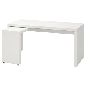 MALM Desk with pull-out panel, white, 151x65 cm