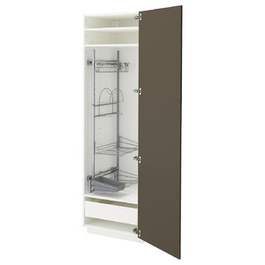 METOD / MAXIMERA High cabinet with cleaning interior, white/Havstorp brown-beige, 60x60x200 cm