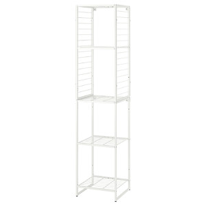 JOSTEIN Shelving unit with grid, in/outdoor/wire white, 42x40x180 cm