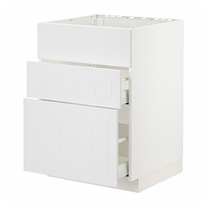 METOD / MAXIMERA Base cab f sink+3 fronts/2 drawers, white/Stensund white, 60x60 cm