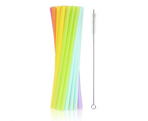 Reusable Drinking Straws Colours 9x240mm 17pcs + Brush