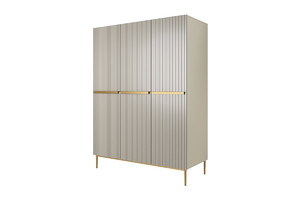 Wardrobe Nicole with Drawer Unit 150 cm, cashmere, gold handles and legs