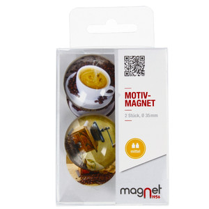 Glass Motiv Magnet 3.5cm 2pcs Coffee/Grinder