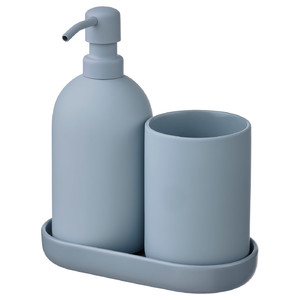 GANSJÖN 3-piece bathroom set, light grey-blue