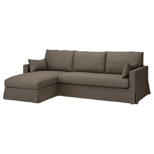 HYLTARP 3-seat sofa w chaise longue, left, Gransel grey-brown