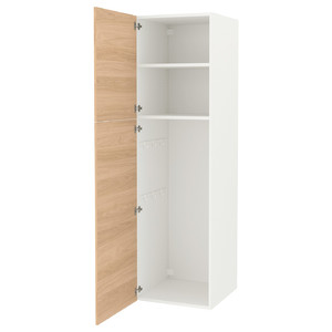 ENHET High cabinet storage combination, white/oak effect, 60x62x210 cm