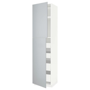 METOD / MAXIMERA Hi cab w 2 doors/4 drawers, white/Veddinge grey, 60x60x240 cm