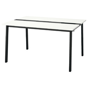 MITTZON Conference table, white/black, 140x108x75 cm