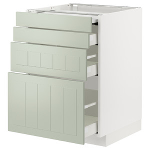 METOD / MAXIMERA Bc w pull-out work surface/3drw, white/Stensund light green, 60x60 cm