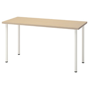 MÅLSKYTT / ADILS Desk, birch, white, 140x60 cm
