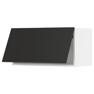 METOD Wall cabinet horizontal w push-open, white/Nickebo matt anthracite, 80x40 cm