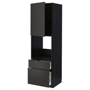 METOD / MAXIMERA Hi cab f ov w dr/2 frnt/1 m/1 h drw, black/Nickebo matt anthracite, 60x60x200 cm