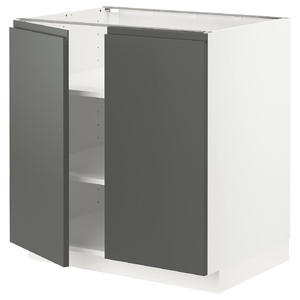METOD Base cabinet with shelves/2 doors, white/Voxtorp dark grey, 80x60 cm