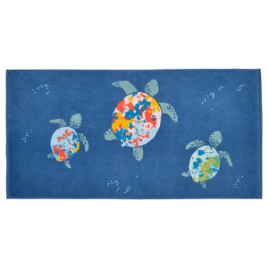 BLÅVINGAD Bath towel, turtle pattern/dark blue, 70x140 cm