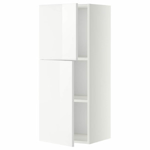 METOD Wall cabinet with shelves/2 doors, white/Ringhult white, 40x100 cm