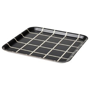 RÖDKNOT Tray, check pattern black, 33x33 cm