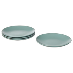 FÄRGKLAR Side plate, matt light turquoise, 20 cm, 4 pack