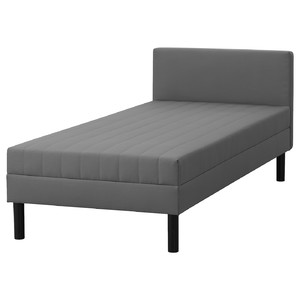 SVELGEN Bed frame with mattress, with headboard, grey, 90x200 cm