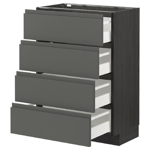METOD / MAXIMERA Base cab 4 frnts/4 drawers, black/Voxtorp dark grey, 60x37 cm