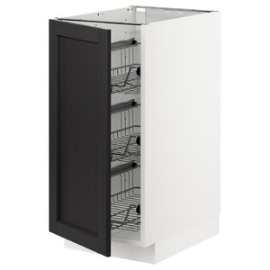 METOD Base cabinet with wire baskets, white/Lerhyttan black stained, 40x60 cm