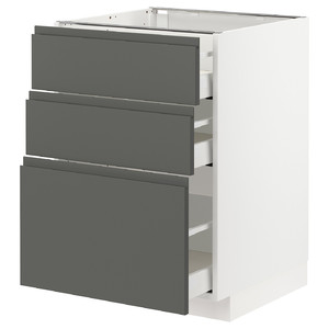 METOD / MAXIMERA Base cabinet with 3 drawers, white/Voxtorp dark grey, 60x60 cm