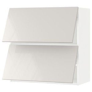 METOD Wall cabinet horizontal w 2 doors, white/Ringhult light grey, 80x80 cm