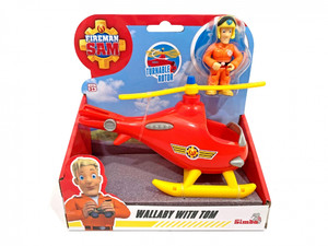 Simba Fireman Sam Mini Helicopter Wallaby with Tom 3+