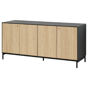 BOASTAD Sideboard, black/oak veneer, 161x75 cm