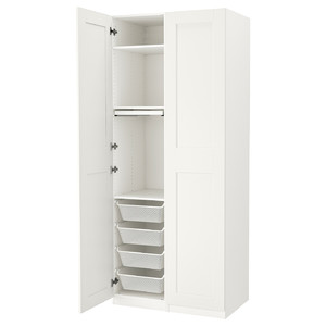 PAX / GRIMO Wardrobe combination, white/white, 100x60x236 cm