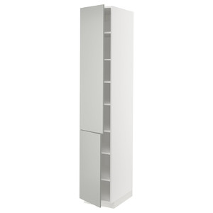 METOD High cabinet with shelves/2 doors, white/Havstorp light grey, 40x60x220 cm