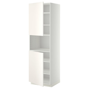 METOD High cab f micro w 2 doors/shelves, white/Veddinge white, 60x60x200 cm