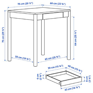 TONSTAD Desk, off-white, 75x60 cm