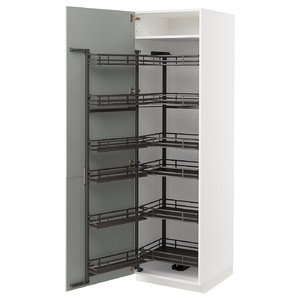 METOD High cabinet with pull-out larder, white/Havstorp light grey, 60x60x200 cm