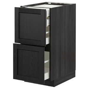 METOD/MAXIMERA Base cb 2 frnts/2 low/1 md/1 hi drw, black/Lerhyttan black stained, 40x61.9x88 cm