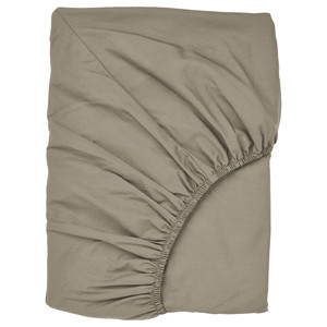 ULLVIDE Fitted sheet, grey-beige, Single