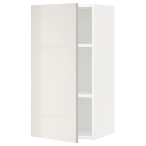 METOD Wall cabinet with shelves, white/Ringhult light grey, 40x80 cm
