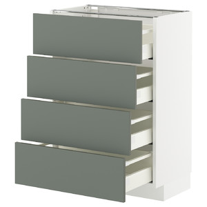 METOD / MAXIMERA Base cab 4 frnts/4 drawers, white/Nickebo matt grey-green, 60x37 cm