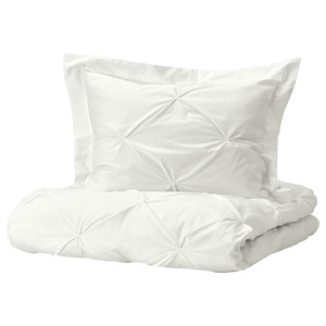 TRUBBTÅG Quilt cover and pillowcase, white, 150x200/50x60 cm