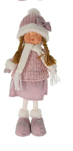 Christmas Decoration Girl 38cm, pink