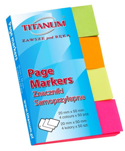 Self-stick Page Markers 20x50 mm, 4 Colours x 50pcs