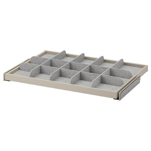 KOMPLEMENT Pull-out tray with divider, beige/light grey, 75x58 cm